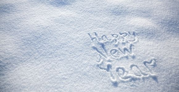 Happy New year written in the snow